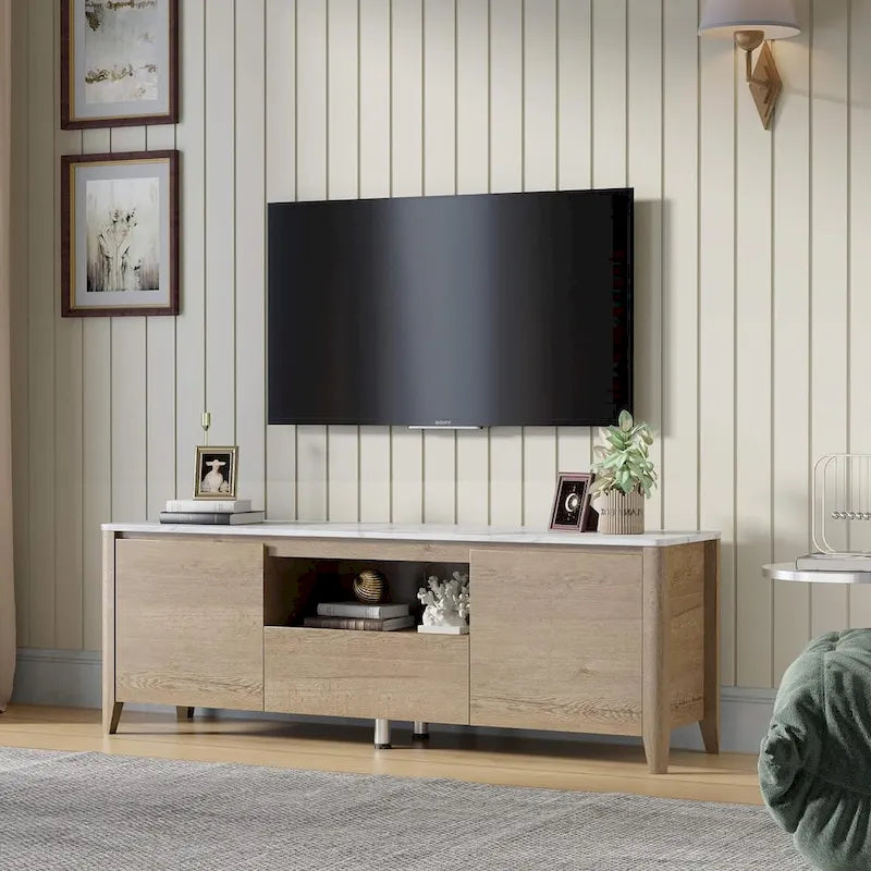 Mueble de TV moderno de 58 pulgadas, centro de entretenimiento, gabinete de TV con almacenamiento - 58 pulgadas