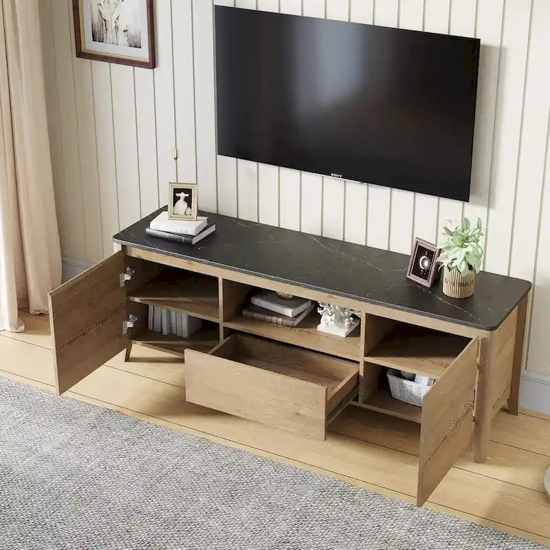 Mueble de TV moderno de 58 pulgadas, centro de entretenimiento, gabinete de TV con almacenamiento - 58 pulgadas