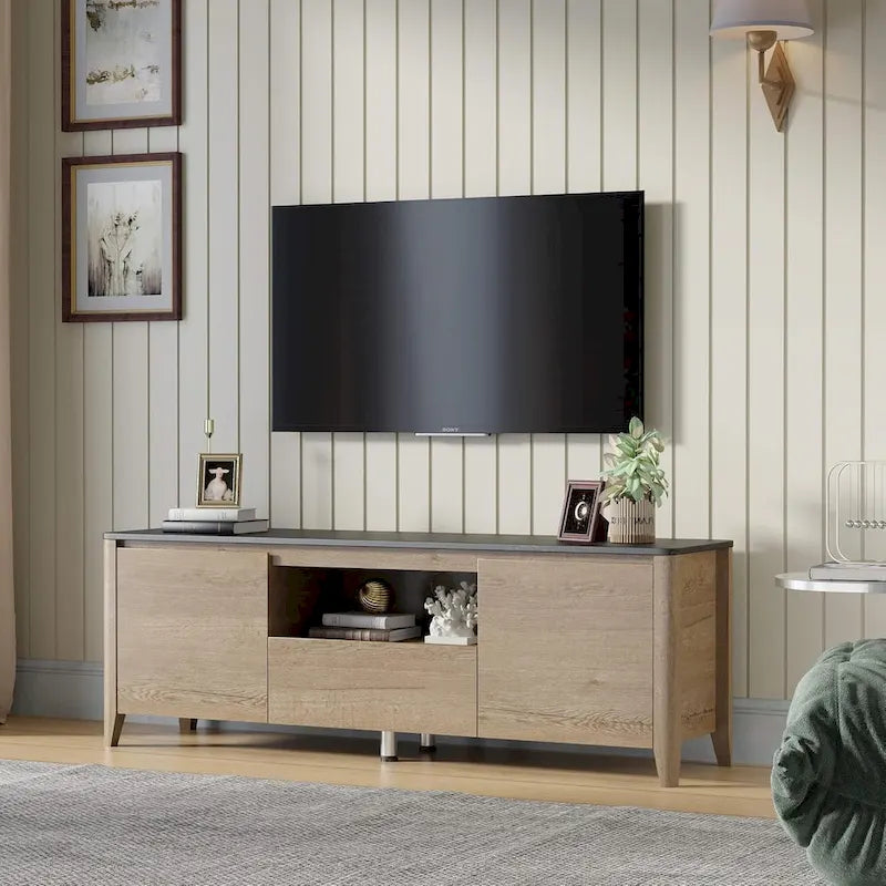 Mueble de TV moderno de 58 pulgadas, centro de entretenimiento, gabinete de TV con almacenamiento - 58 pulgadas