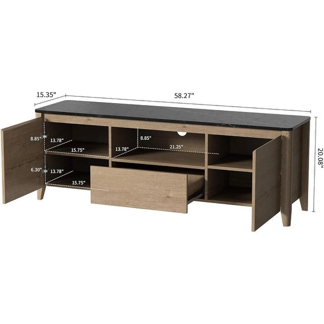 Mueble de TV moderno de 58 pulgadas, centro de entretenimiento, gabinete de TV con almacenamiento - 58 pulgadas