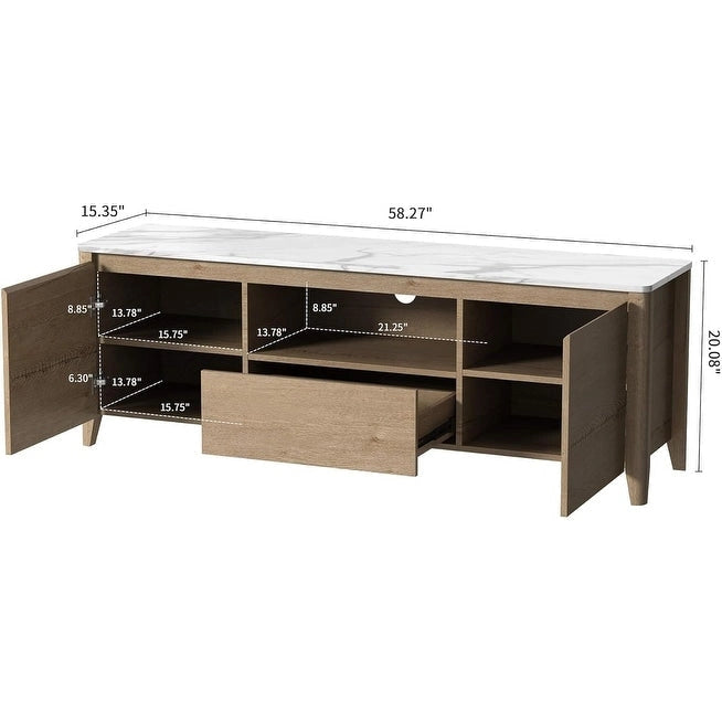 Mueble de TV moderno de 58 pulgadas, centro de entretenimiento, gabinete de TV con almacenamiento - 58 pulgadas