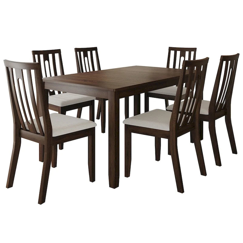 Juego de comedor de madera contemporáneo moderno de 7 piezas