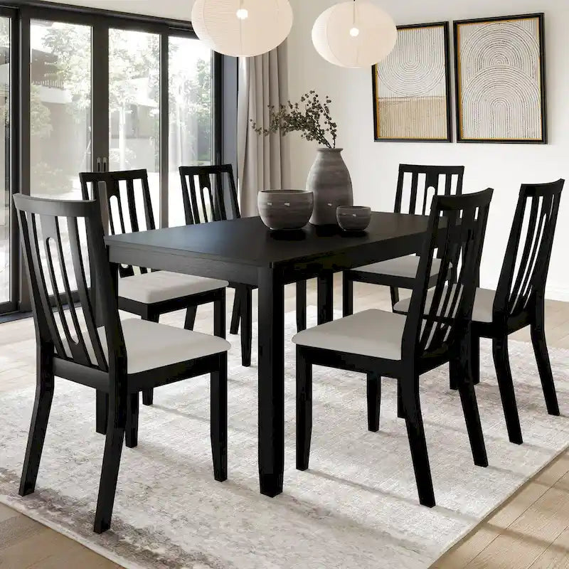 Juego de comedor de madera contemporáneo moderno de 7 piezas