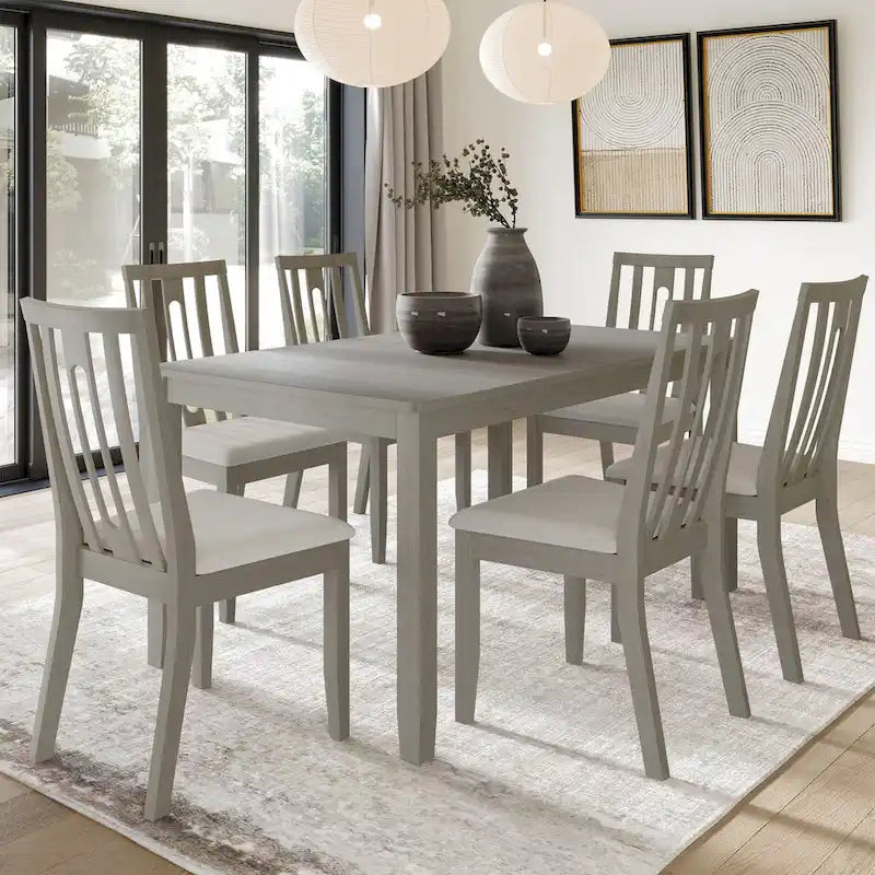 Juego de comedor de madera contemporáneo moderno de 7 piezas