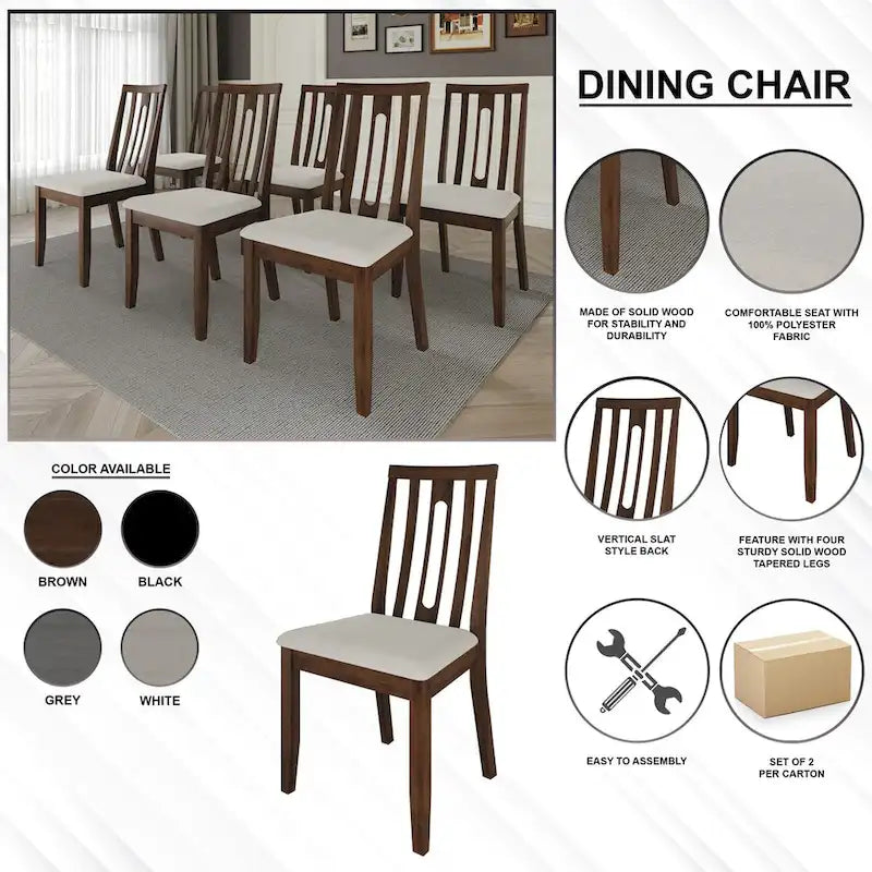 Juego de comedor de madera contemporáneo moderno de 7 piezas