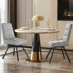 Juego de 2 sillas de comedor giratorias tapizadas de piel sintética con patas de metal - 18.5x18.5x37 pulgadas