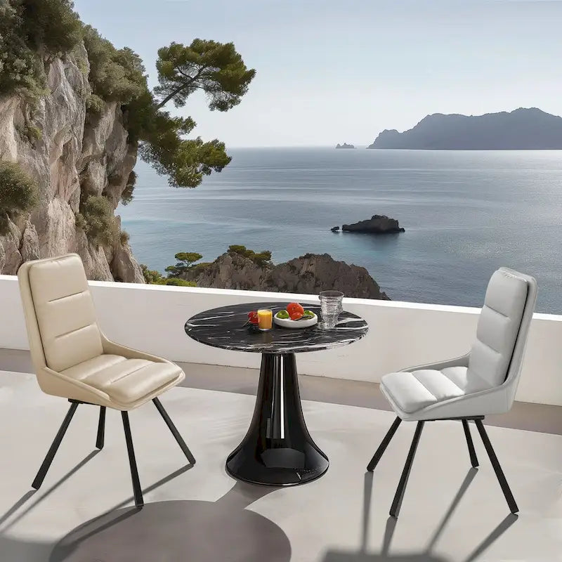 Juego de 2 sillas de comedor giratorias tapizadas de piel sintética con patas de metal - 18.5x18.5x37 pulgadas