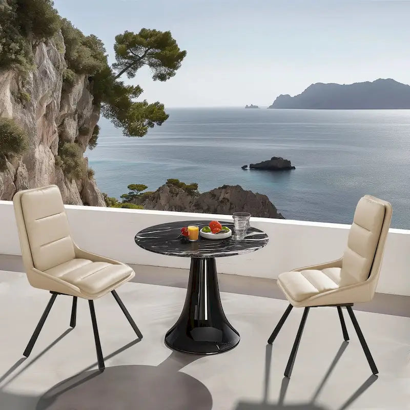 Juego de 2 sillas de comedor giratorias tapizadas de piel sintética con patas de metal - 18.5x18.5x37 pulgadas